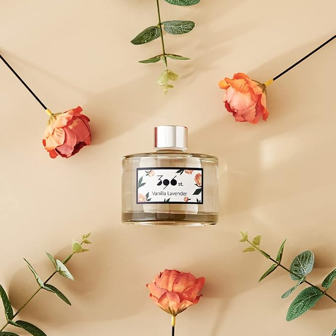 396 st. Peony Flower Reed Diffuser, Black Cherry, 200ml(6.7oz) / Reed Diffuser Sets, Home Fragrance, Scented Oils, Home & Bathroom Décor