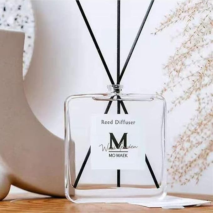 100ML/3.3OZ Clear Glass Diffuser Bottles Square Empty Essential Oils Refill Replacement Scent Fragrance Reed Diffuser Jars DIY Perfume with Dry Flower Home Decor Wedding Favors Gifts