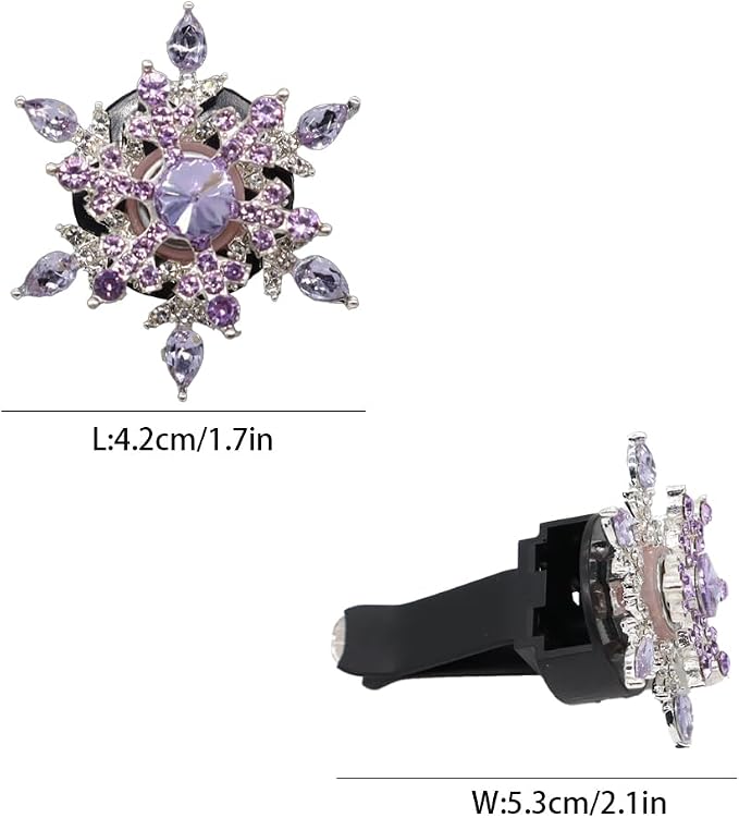 ORIESSE Purple Car Accessories,2pcs Rotatable Snowflake Air Vent Clips Car Air Freshener,Bling Car Decor Outlet Clips for Women,Refillable Diffusers