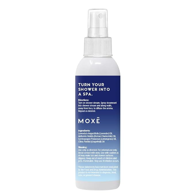 MOXĒ Dream Lavender & Chamomile Shower Steamer Spray, 100% Natural Certified Essential Oils, Bath Relaxation, Made In USA, 4 Ounces (2 Pack)