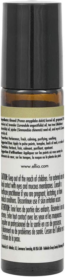 Ellia Essential Oil Roll-On | Instant Soothe Blend| 10ml, 100% Pure, Therapeutic Grade