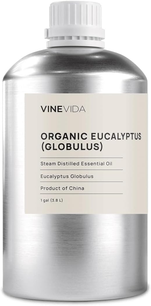 VINEVIDA Organic Eucalyptus Essential Oil - Gallon Organic Eucalyptus Oil Undiluted - Bulk Gallon Essential Oil for Soap Making Safe for Skin - DIY Candle Scents for Candlemaking Scents - 8 lbs