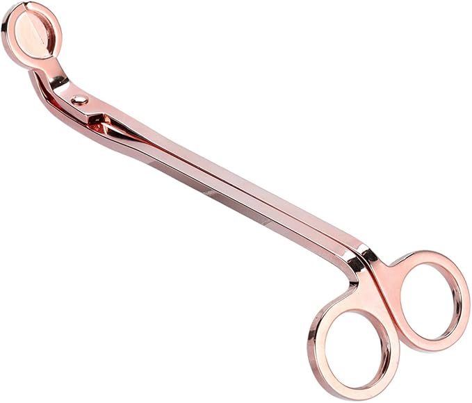 Stainless Steel Candle Wick Trimmer, 6.9 Inch Length Rounded Tips Candle Snuffer for Safe Wick Clipping and Candle Care (Rose Gold)