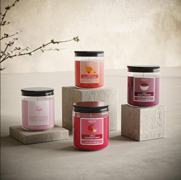 Candle-Lite 2 Pack Scented Candles, Sunlit Mandarin Berry, 6.5 oz Jar, Proudly Poured in The USA, Aromatherapy Candle Set, Single-Wick with 40 Hours of Burn Time, Ideal Gift for Men and Women
