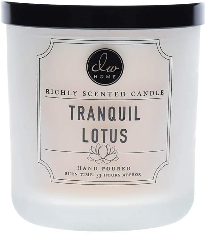DW Home Tranquil Lotus Candle for Home, 9 oz, Medium Single Wick Candle Jar, Up to 33H Burn Time, Luxury Scented Candle for Relaxation, Gifting, Home Decor