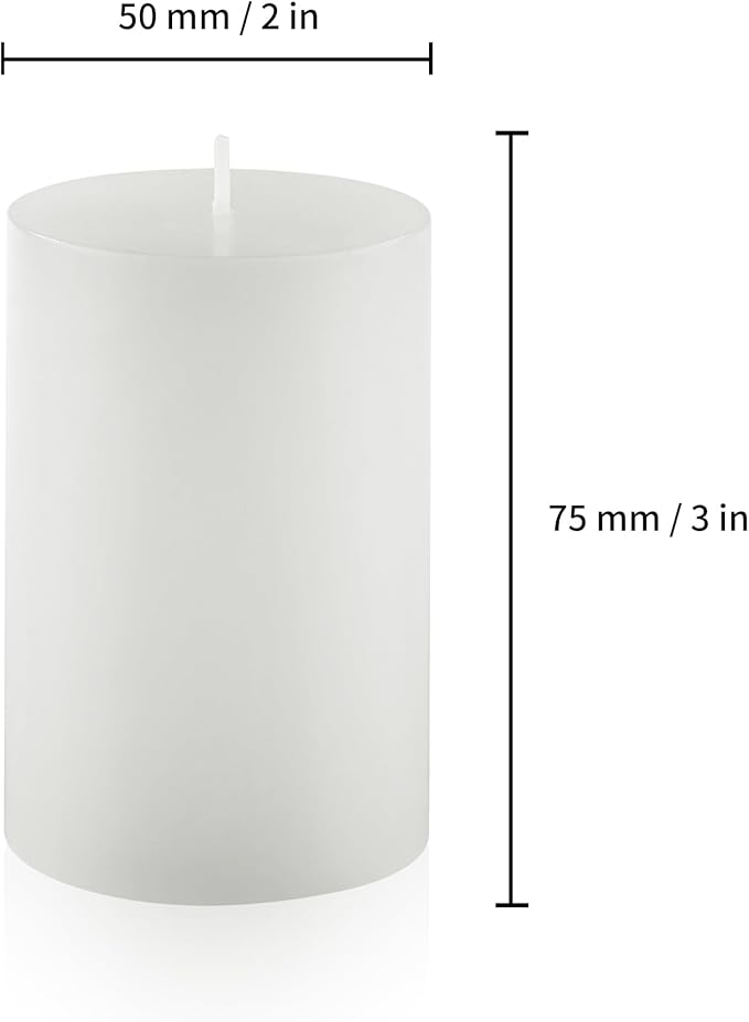 Housecret 50 Pack 2" D x 3" H White Unscented Pillar Votive Candles, Hand Poured Wax Candle (20 Hour Burn Time) Ideal Gifts for Weddings Birthdays Christmas Holidays Party