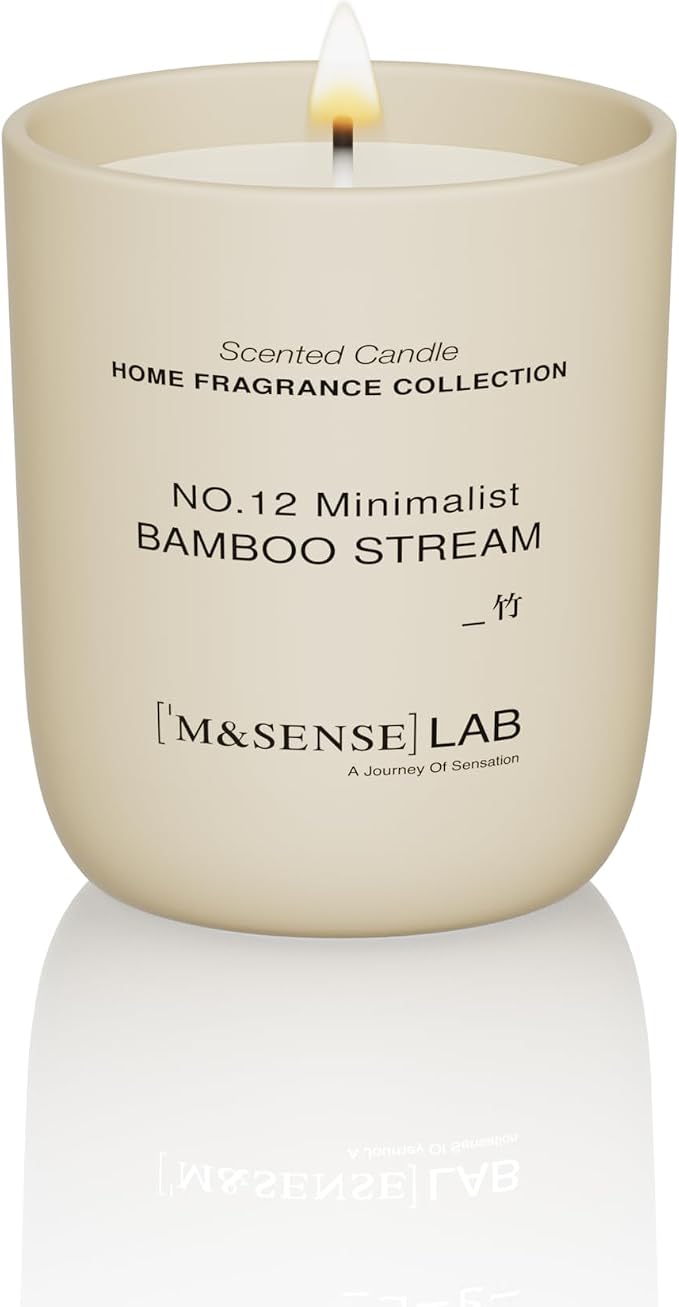 M&SENSE Natural Soy Candle| Bamboo Stream | 5.3 oz | Mini Spring Scented Candles for Relaxation, Valentines Day Gift, Home Décor | for Bedroom, Office, Small