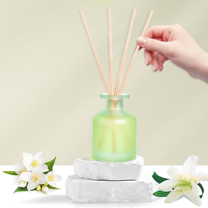 Reed Diffuser - Jasmine Lily 3.38oz (100ml) 1 Pack Essential Oil Reed Diffuser Set with 8 Sticks, Long Lasting Fragrance for Home, Bathroom, Bedroom, Room, Decor