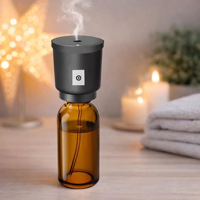 Waterless Essential Oil Diffuser with 50ml Fragrance Oil, Rechargeable Nano Mist Diffuser for Home, Car & Office, 4 Timer Settings, 4 Mist Levels, Up to 600 Sq Ft Coverage