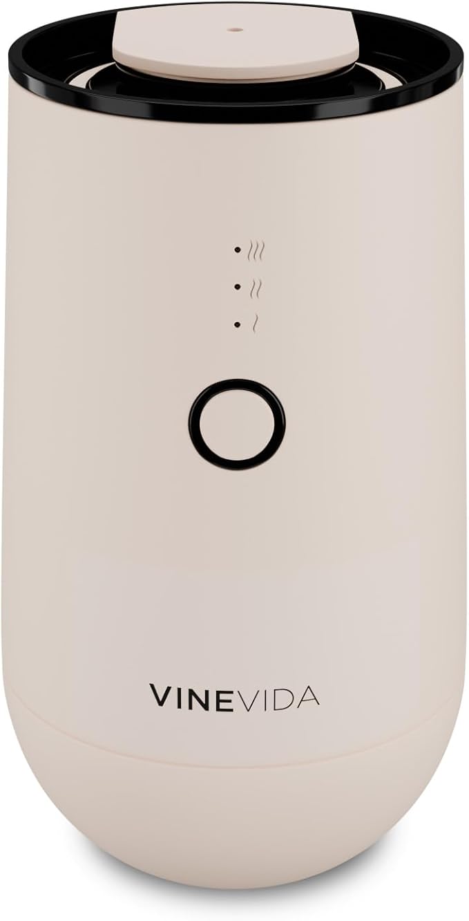 VINEVIDA Waterless Diffuser - Essential Oil Diffuser for Home - Beige Scent Diffuser for Home, Battery Operated Aromatherapy Diffuser - Car, Room Fragrance Air Diffuser