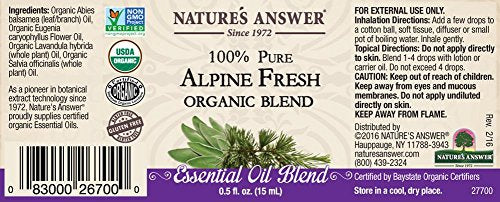 Nature's Answer 100% Pure Organic Essential Oil Blend, 0.5-Ounce, Alpine Fresh