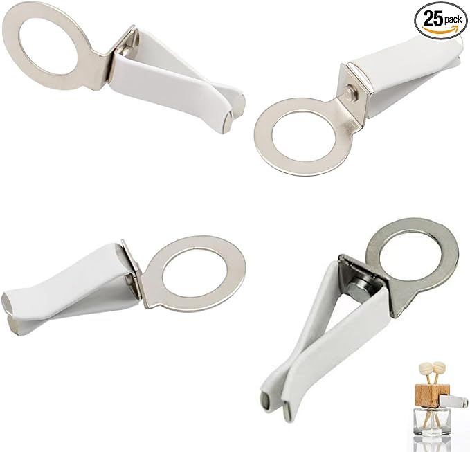 25 Pack Car Air Freshener Vent Clips Replacement Empty Essential Oil Diffuser Bottle Vent Clip Clamp Holder for Car Diffuser Bottle Glass Perfume Diffuser Cars Scents Hanging Freshener