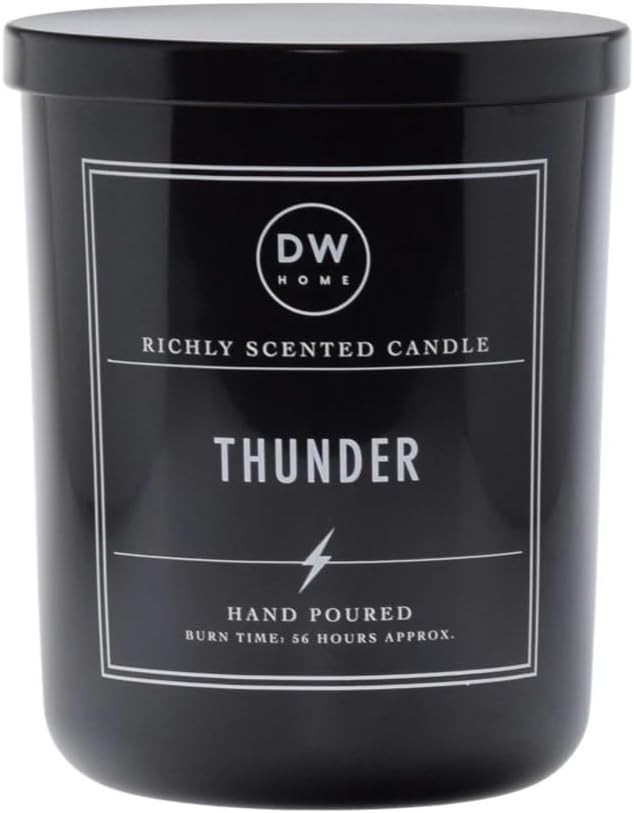 DW Home Thunder Scented Candle – Cedarwood, Birch & Bergamot Fragrance, 15 oz Double Wick Jar Candle, Long Burning Home Fragrance