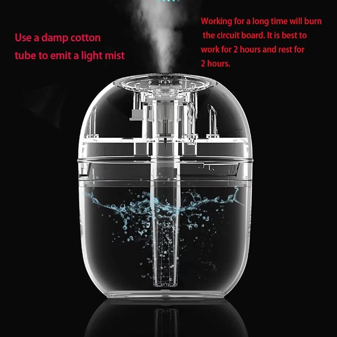 Mini Humidifier, USB Power Supply, Suitable for Study Room, Bedroom, Baby Room, Office, Car, With 7 Color LED, Air Humidifier, Can Be Used for Facial Moisturizing (Snow White)