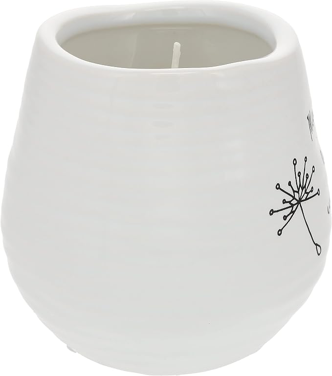 Pavilion - Make a Wish White Ceramic Soy Serenity Scented Candle, 8 oz
