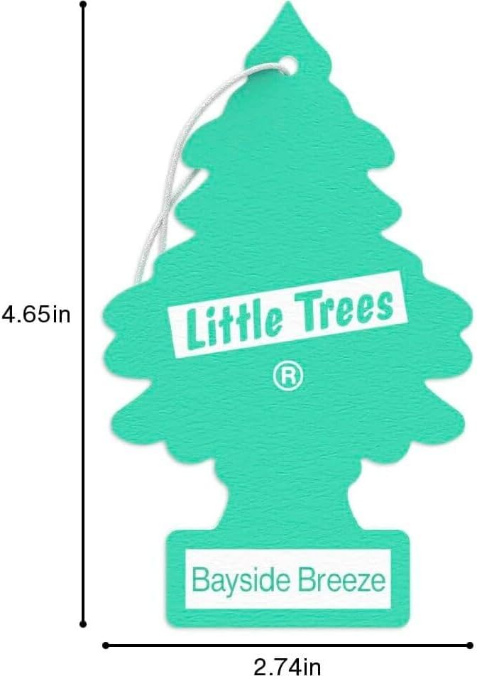 Little Trees Cardboard Hanging Car, Home & Office Air Freshener, Bayside Breeze (Pack of 6)