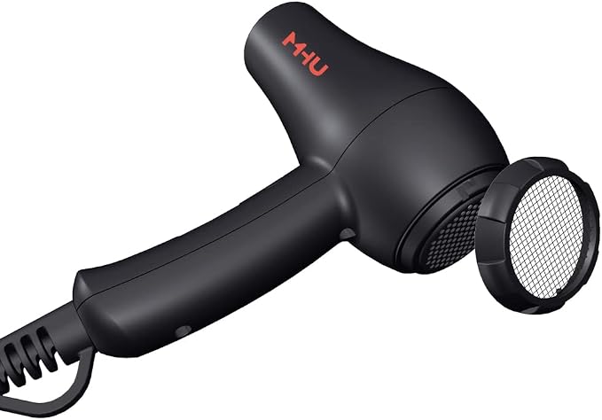 Travel Mini Hair Dryer Ceramic Ionic 1000 Watts Blow Dryer for RV Lightweight 2 Speed Settings with a Concentrator, Black