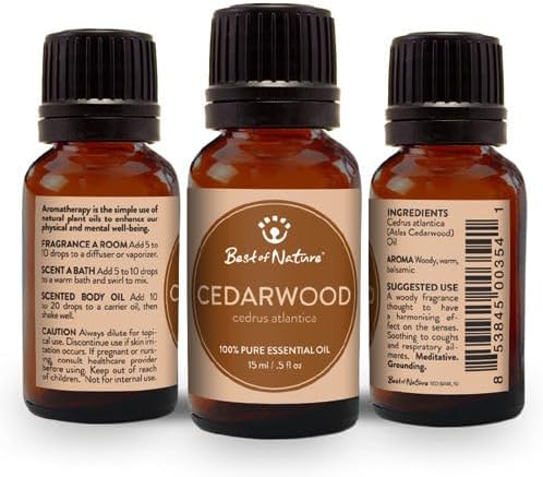 Cedarwood Atlas Essential Oil for Diffuser Aromatherapy – Best of Nature 100% Pure Undiluted Oils for DIY, Home Fragrance, and Topical Use