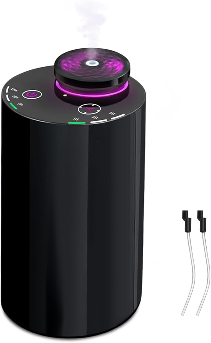 Waterless Essential Oil Diffuser - Cordless Portable Aromatherapy Scent Diffuser for Home, Car & Travel, USB Rechargeable with Timer & Mood Light, Perfect Bedroom, Office, Gift Idea