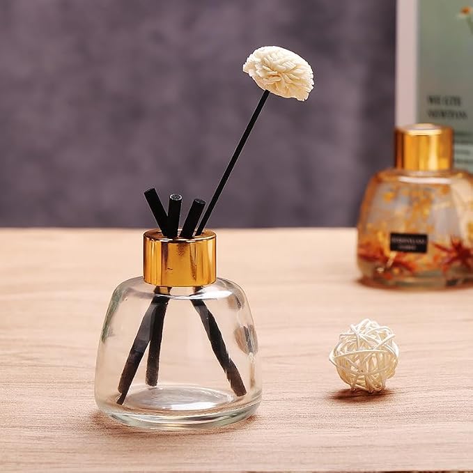 Empty Reed Diffuser Bottle and Black Reed Diffuser Sticks Refill Set for Bathroom Hotel Home Decoration (3, Transparent, 100ml)