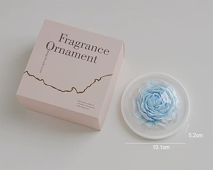 Essential Oil Passive Flower Diffuser with Fragrance -Non-Electric Peony Flower Porcelain Aromatherapy Diffusers for Small Room, Desk Decorative, Bathroom (Blue, Bluebell Scent)