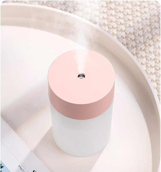 Mini Humidifier, USB Power Supply, Suitable for Study Room, Bedroom, Baby Room, Office, Car, With 7 Color LED, Air Humidifier, Can Be Used for Facial Moisturizing (Pink)