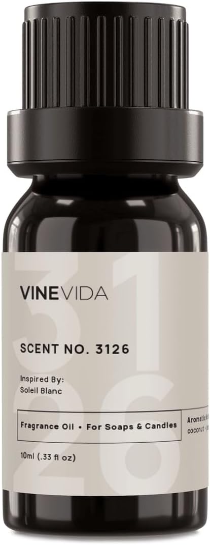 VINEVIDA Scent NO. 3126 Fragrance Oil - 10mL - Inspired by: Soleil Blanc Fragrance Oil for Candle Making - Made in USA Candle Scents Scents for Soap Making