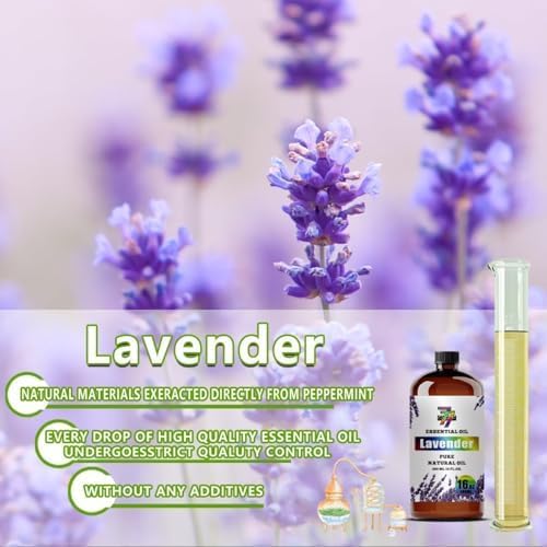 Lavender Essential Oil, Lavender Oils, for Diffuser, Humidifier, Pillow, Yoga, Massage, DIY Candles, Soap, Home, Gift, Essential Oil, GV77ZF Lavender Fragrance Oil - 16 fl oz (480 ml)