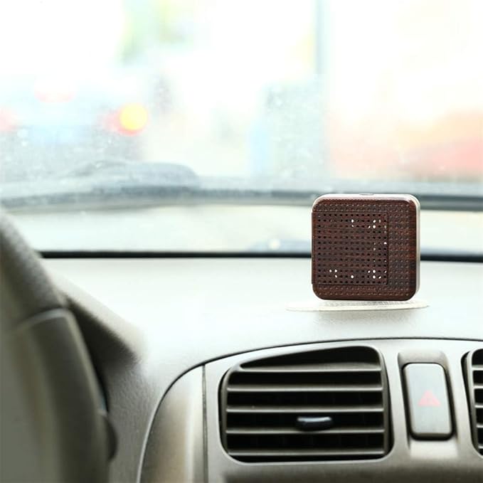 Weljoy Wood Grain Portable Diffuser for Essential Oils – Car or Travel, Mini Size, Quiet, Waterless, Re-Chargeable Battery or USB (Dark Brown)