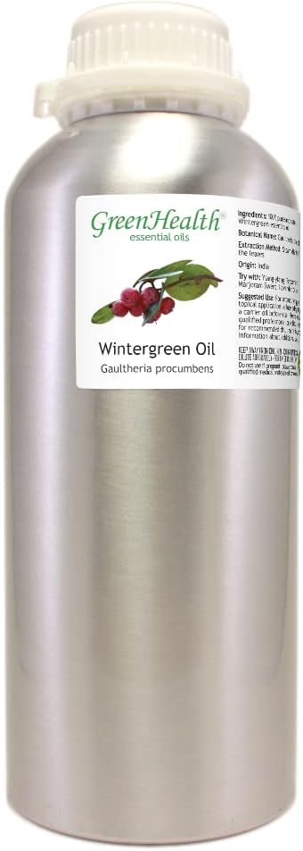 Wintergreen Essential Oil - 32 fl oz - 100% Pure Essential Oil - Aluminum Bottle - Greenhealth