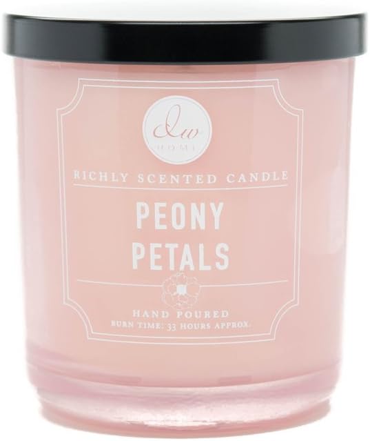 DW Home Peony Petals Scented Candle for Home, 9 oz, Medium Single Wick Candle Jar, Up to 33H Burn Time, Luxury Scented Candle for Relaxation, Gifting, Home Décor