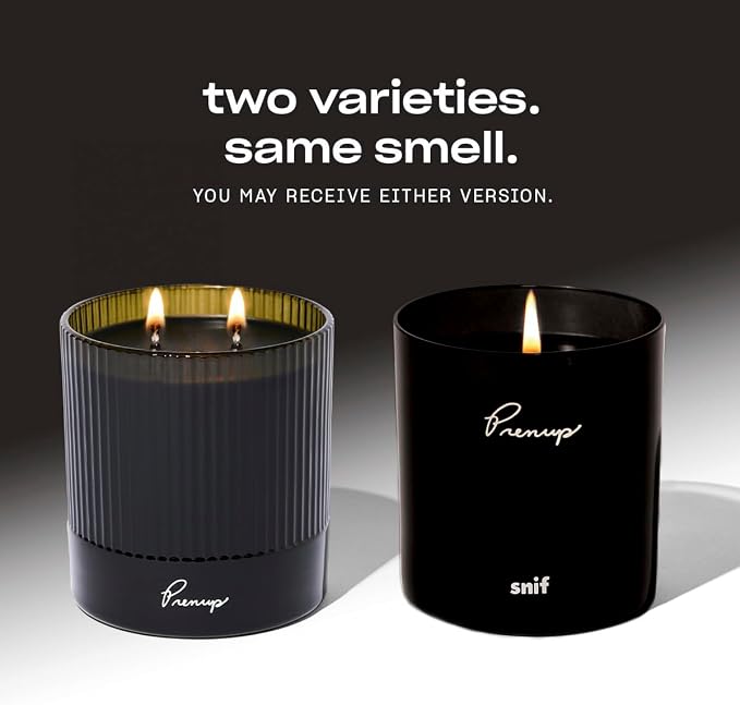 Prenup Luxury Scented Candle by Snif, Musky and Smooth Scent, 50+ Hours, 100% Cotton Fiber Wicks, Soy Wax Blend, Non-Toxic, Vegan, 8.5 oz