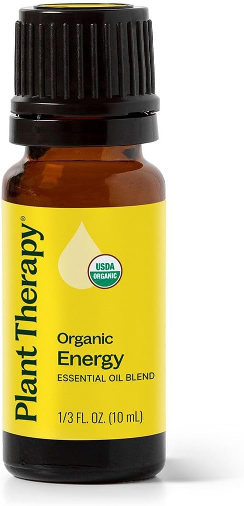 Organic Energy Essential Oil Blend 10 mL (1/3 oz) 100% Pure, Undiluted, USDA Certified Organic, Stimulating Aromatherapy for the Body and Mind