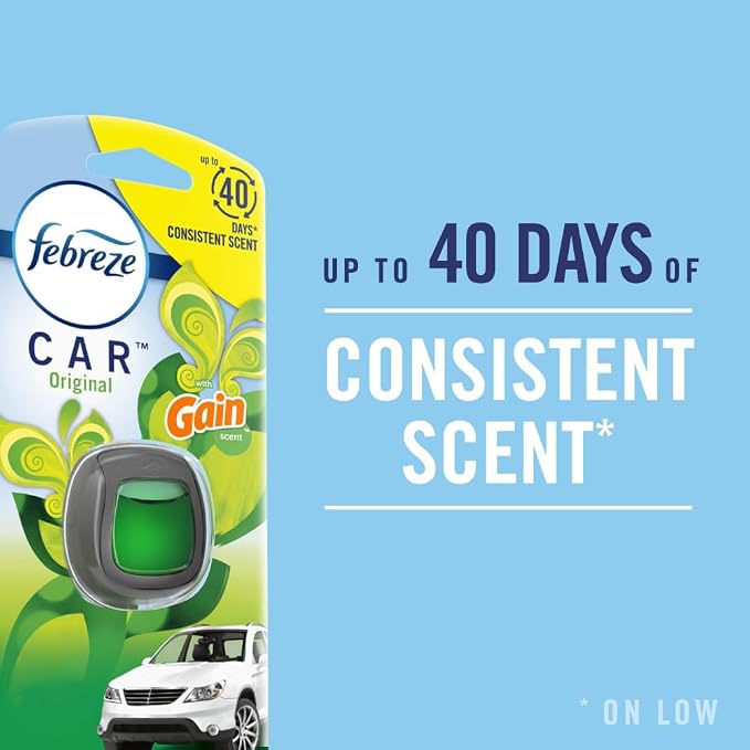 Febreze Car Air Freshener, Odor-Fighting Automotive Vent Clip, Gain Original Scent, 3 Count