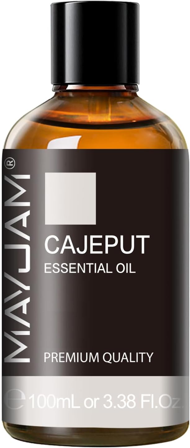 MAYJAM Cajeput Essential Oil, 3.38FL.OZ Pure Essential Oils with Glass Dropper, Large Volume Cajeput Oil, Perfect for Massage, DIY Candle and Soap Making (100ML)