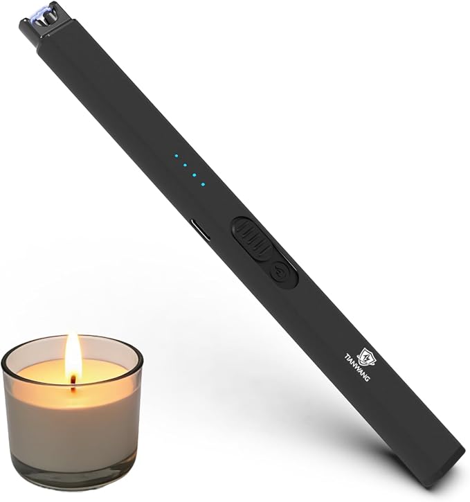Elegant Electric Candle Lighter for Women with USB-C Charging, Portable and Easy to Use, Stylish Arc Lighter for Candles (Black)