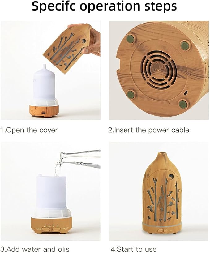 3 Essential Oil Diffuser Set,7.1''x3.5'' Aromatherapy Diffusers,Desk Humidifiers for Office,Small 200ml Humidifier with 7 LED Colors Night Lights,Waterless Auto-Off for Home Decor Gift (Tree)
