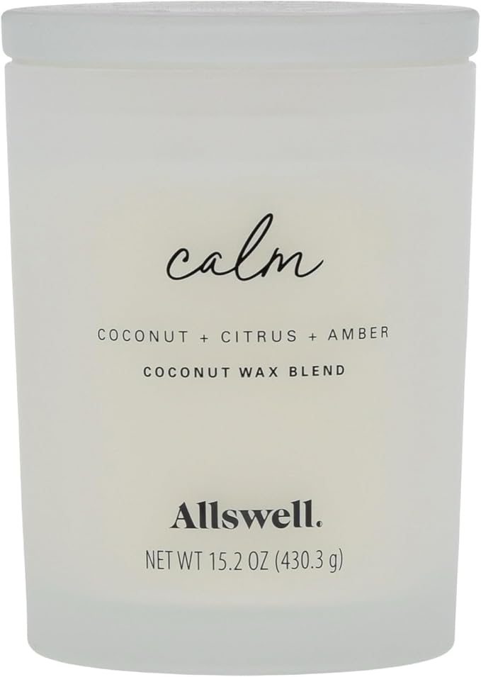 Frosted Scented 2 Wick Candles AW (Calm (Coconut + Citrus + Amber) Scented 2-Wick Spa Jar Candle 15oz.)