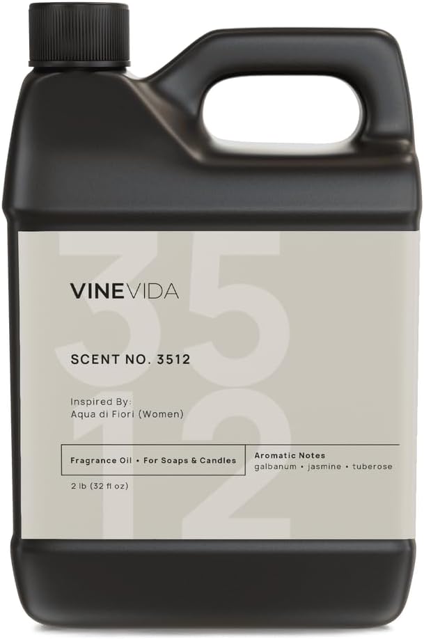 VINEVIDA Scent NO. 3512 Fragrance Oil - 32oz (2lbs) - Inspired by: Aqua di Fiori (Women) Fragrance Oil for Candle Making - Made in USA Candle Scents Scents for Soap Making