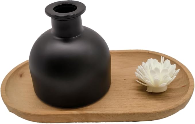 2PCS Perfume Reed Diffuser Bottle,Empty Glass Container 100ml Fragrance Accessories use with Black Sticks for DIY Replacement (Matte Black)