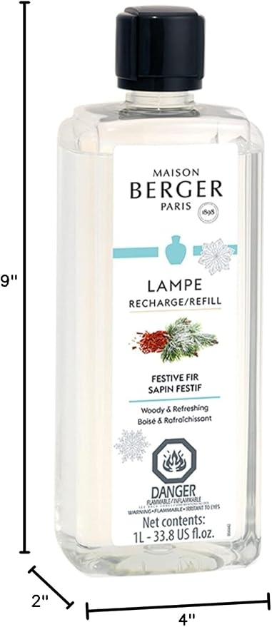 MAISON BERGER Lampe Berger Refill, 1 L, Festive Fir | Catalytic Lamp Fragrance Refill, Helps Neutralize Odors, ~160 h Fragrance Diffusion, Made in France