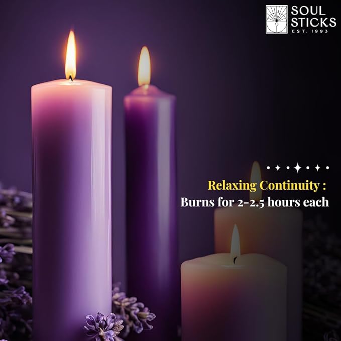 SOUL STICKS 4" Scented Ritual Candles Chime Taper Premium Candles 20 pcs for Rituals, Ceremonies, Meditation, Altar and Spells (Indigo/Lavender)