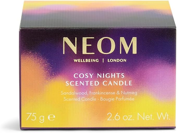 NEOM Cosy Nights Candle Travel Size | Sandalwood, Frankincense & Nutmeg I 100% Naturally derived Wax I 100% Natural fragrances I Relaxing