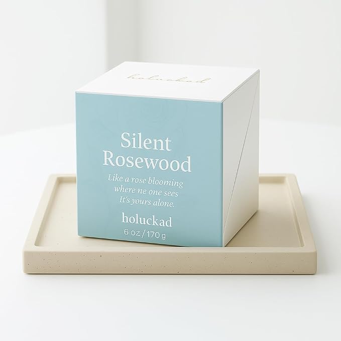 Silent Rosewood Candle, Luxury Scented Candles for Home, Aromatherapy Soy Wax Candle for Relaxation, Stress Relief & Meditation, Long Lasting 6oz 40 Hours, Gift Candles for Women & Men
