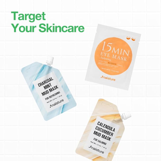 Naisture 15 Min Rescue Me Kit Skincare Gift Set for Skincare Lovers– All-in-One Bundle with Face, Eye, & Mud Masks, Complete Self-Care Kit (6 pcs)