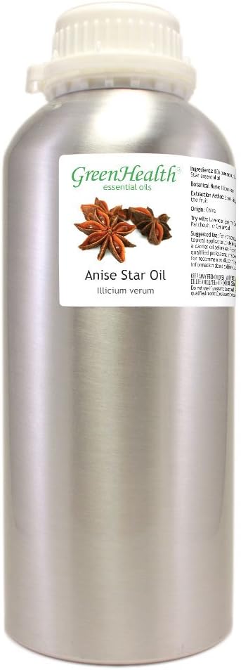 GreenHealth Anise Star Essential Oil – 32 fl oz | 100% Pure & Undiluted | Aluminum Bottle for Long-Term Storage | Bulk Essential Oil for Aromatherapy, Diffusers, Candles, DIY Use