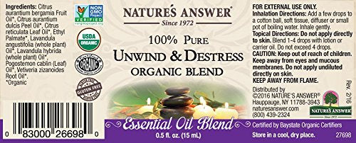 Nature's Answer 100% Pure Organic Essential Oil Blend, 0.5-Ounce, Unwind/D-s Trees