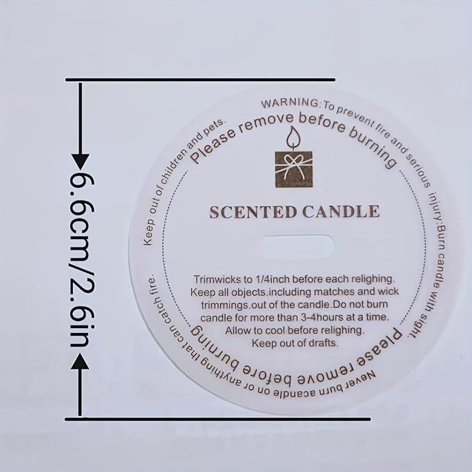 YiJiaXiang Round Scented Candle Warning Safety Stickers, Clear Labels with Candle Care Instructions, Please Remove Before Burning (50, Diameter 6.6cm)