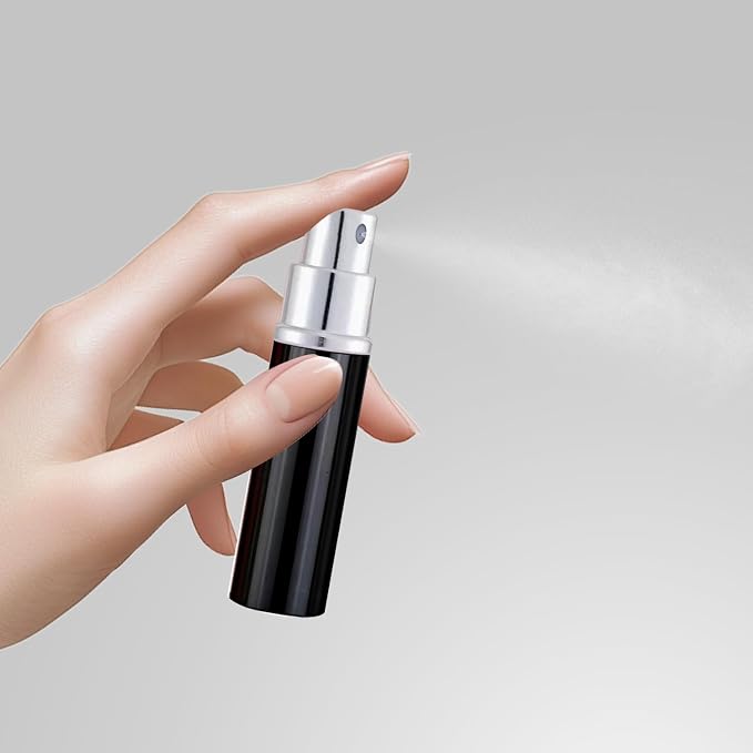 5ML Perfume Travel Spray Bottle(4 PCS), Perfume Atomiser Refillable, Portable for Travel Holiday, Outdoor Activities and Business(black+silver+golden+pink)