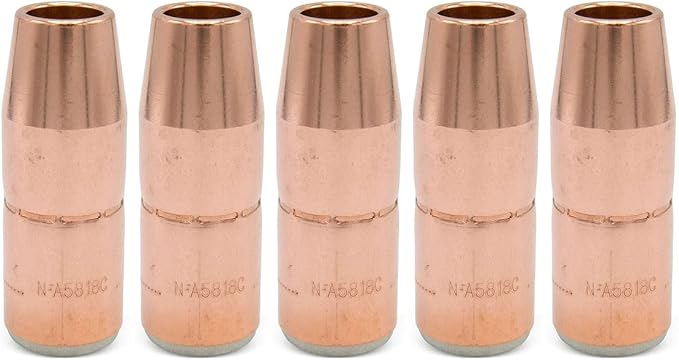 5PK N-A5818C Nozzle Large 5/8 Orifice 1/8 Recess For Fits D-MA250 Diffuser and Bernard MIG Welding Guns for Mliier MDX-250 Acculock S